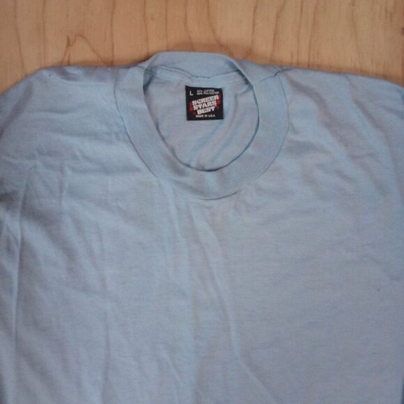 Vintage Screen Stars Blank Long Sleeve T-Shirt Light Blue - Picture 2 of 5